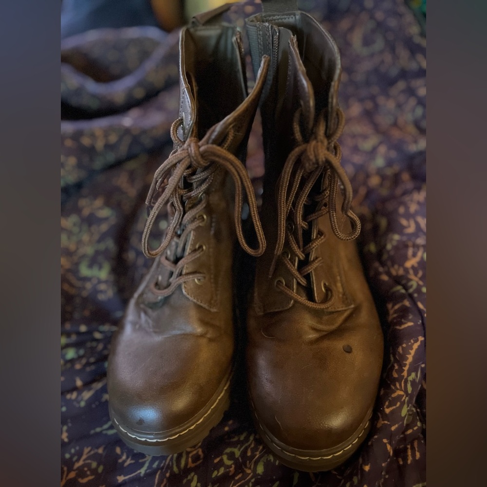 Torrid Lace up Combat Boot with Side Zipper